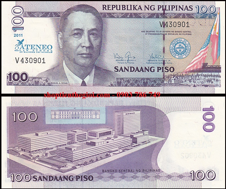 Philippines 100 Piso 2011 UNC kỷ niệm trường ĐH ATENEO